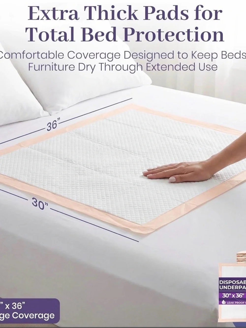 ProHeal Disposable Underpads 30x36 Waterproof Bed Pads 50 Count PH-16712H